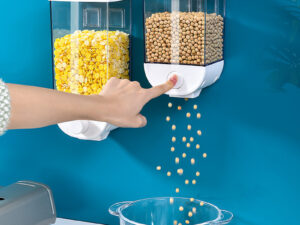 Kitchen Food Storage Easy Press Container Cereal Dispenser Wall Mounted Food Storage Box
