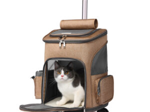 Portable Folding Trolley Pet Backpack Traveling Cat Backpack With Universal Wheel Trolley Pet Bag