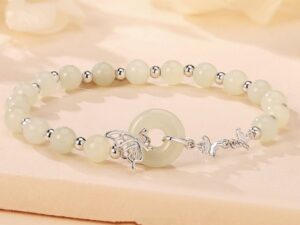 Sterling Silver Butterfly Jade Bracelet
