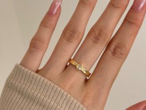 Metal Women's Pear-shaped Retro Brushed Ring