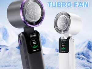 New Ice Pack High-Speed Handheld Eletirc Fan Speed Adjustable Folding Mini Fan Portable Outdoor Hanging Neck Small Fan
