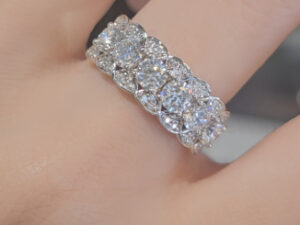 925 Silver Plating 18K Gold Ring Full Moissanite Full Diamond Closed Ring Niche